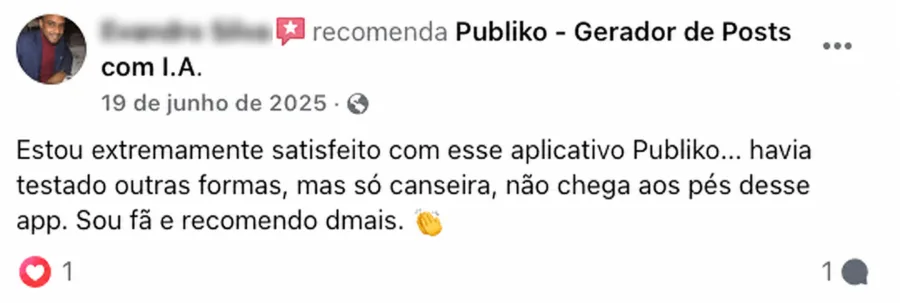 Recomendação sobre o app da Publiko