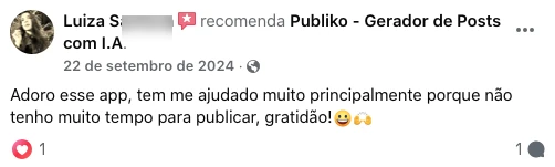 Depoimento com nome parcialmente anonimizado sobre economia de tempo