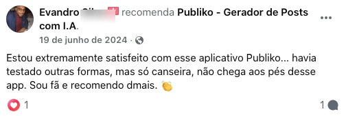 Depoimento com nome parcialmente anonimizado de cliente da Publiko