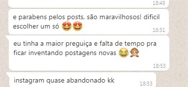 Depoimento sobre criação de posts para Instagram
