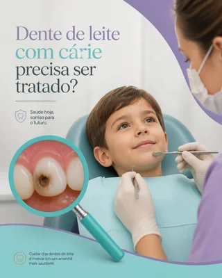 Post de odontologia sobre cárie em dentes de leite
